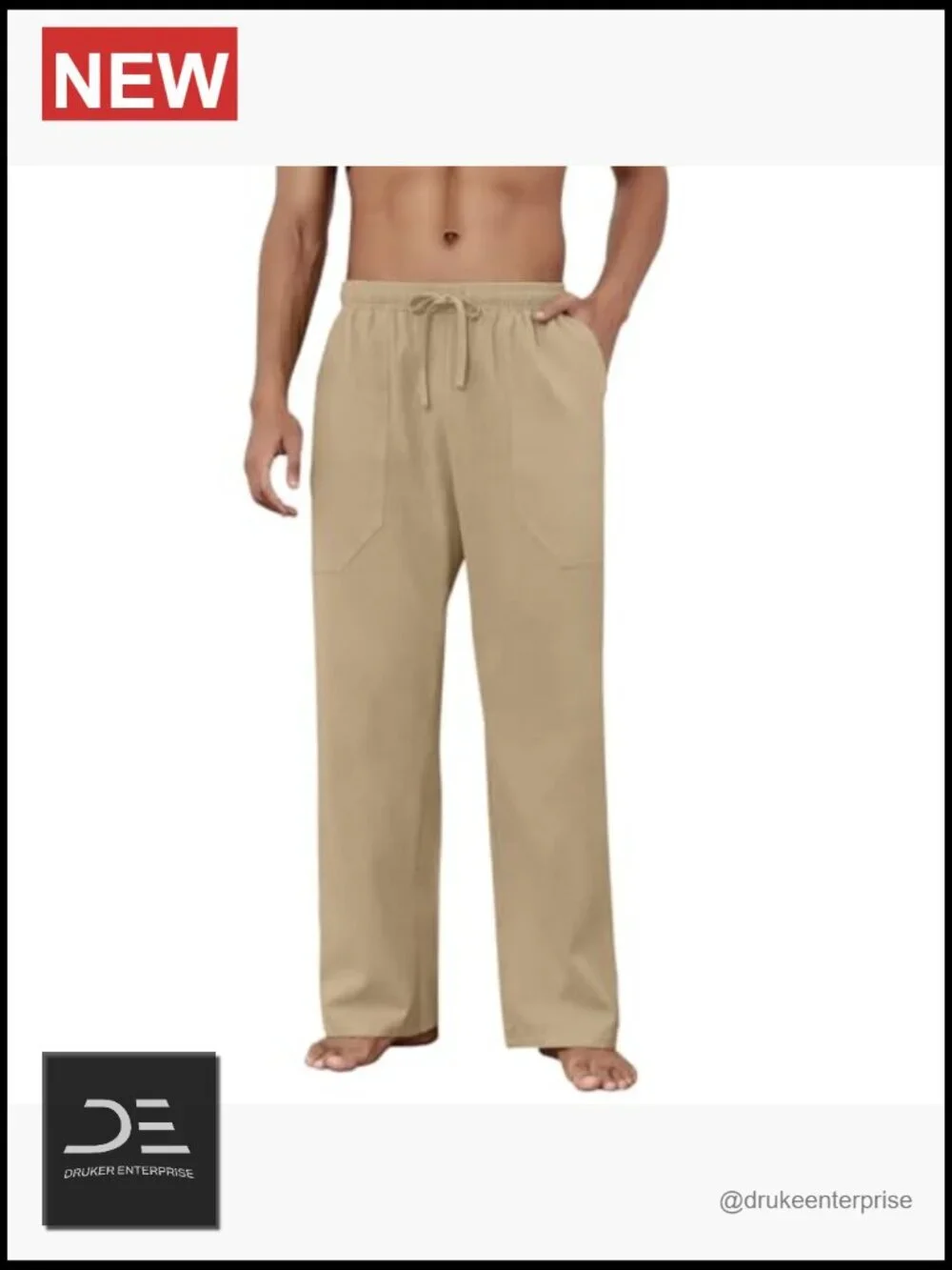 Cotton Linen Drawstring Loose Fit Casual Pants Beach Joggers